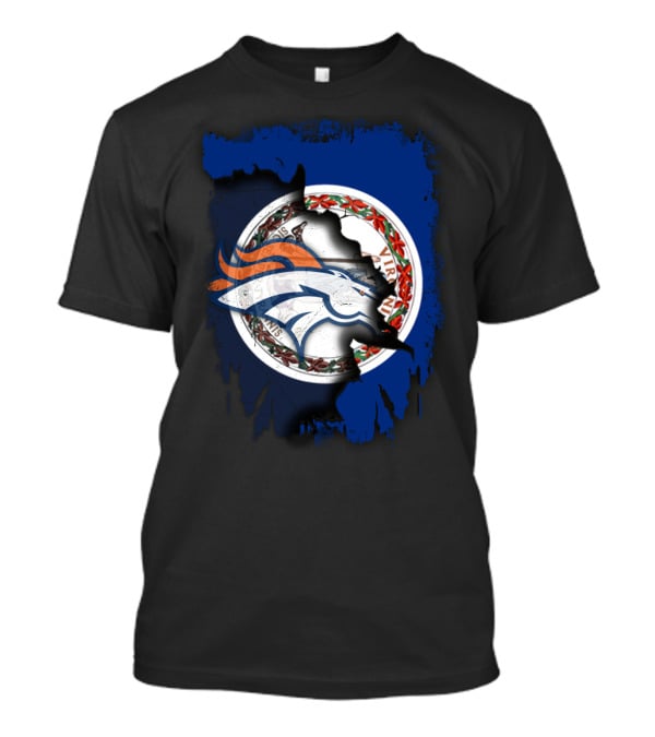 Together Virginia With Broncos Logo Over State Flag T-Shirt