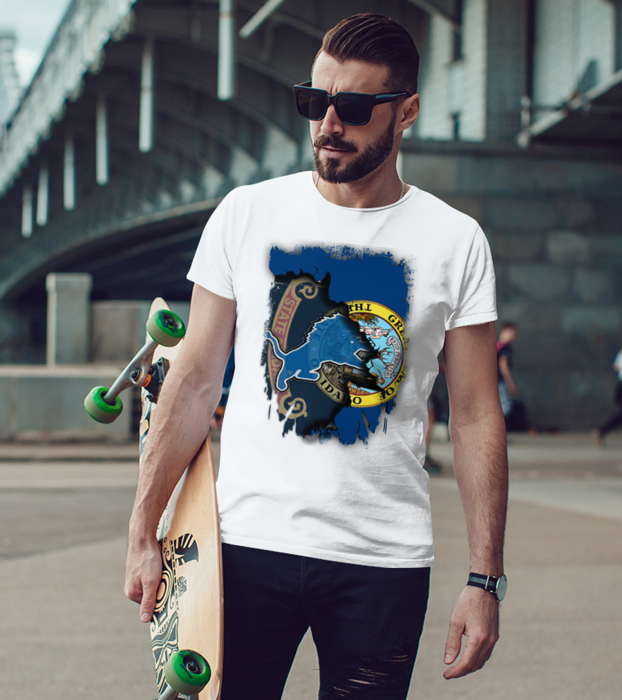 Idaho State Seal With Detroit Lions Collaboration T-Shirt