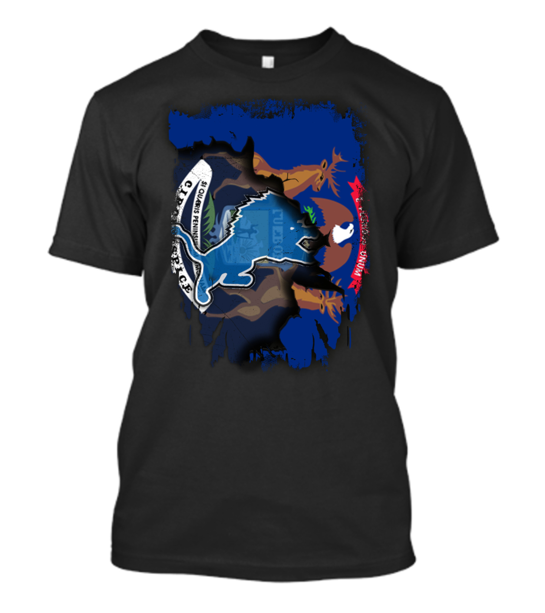 Together Michigan With Lions United Emblem T-Shirt