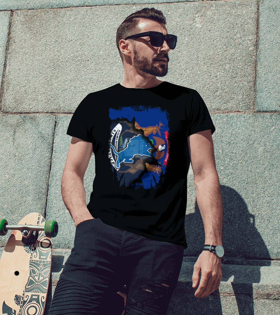Together Michigan With Lions United Emblem T-Shirt