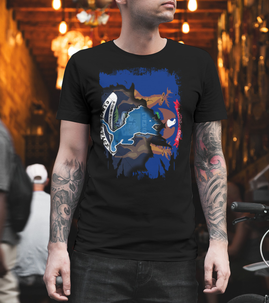 Together Michigan With Lions United Emblem T-Shirt