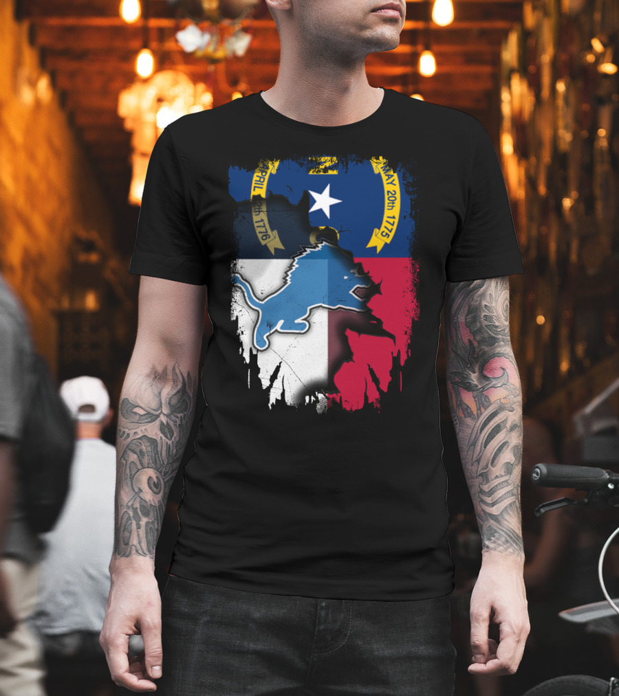 North Carolina Flag with Blue Lion T-Shirt