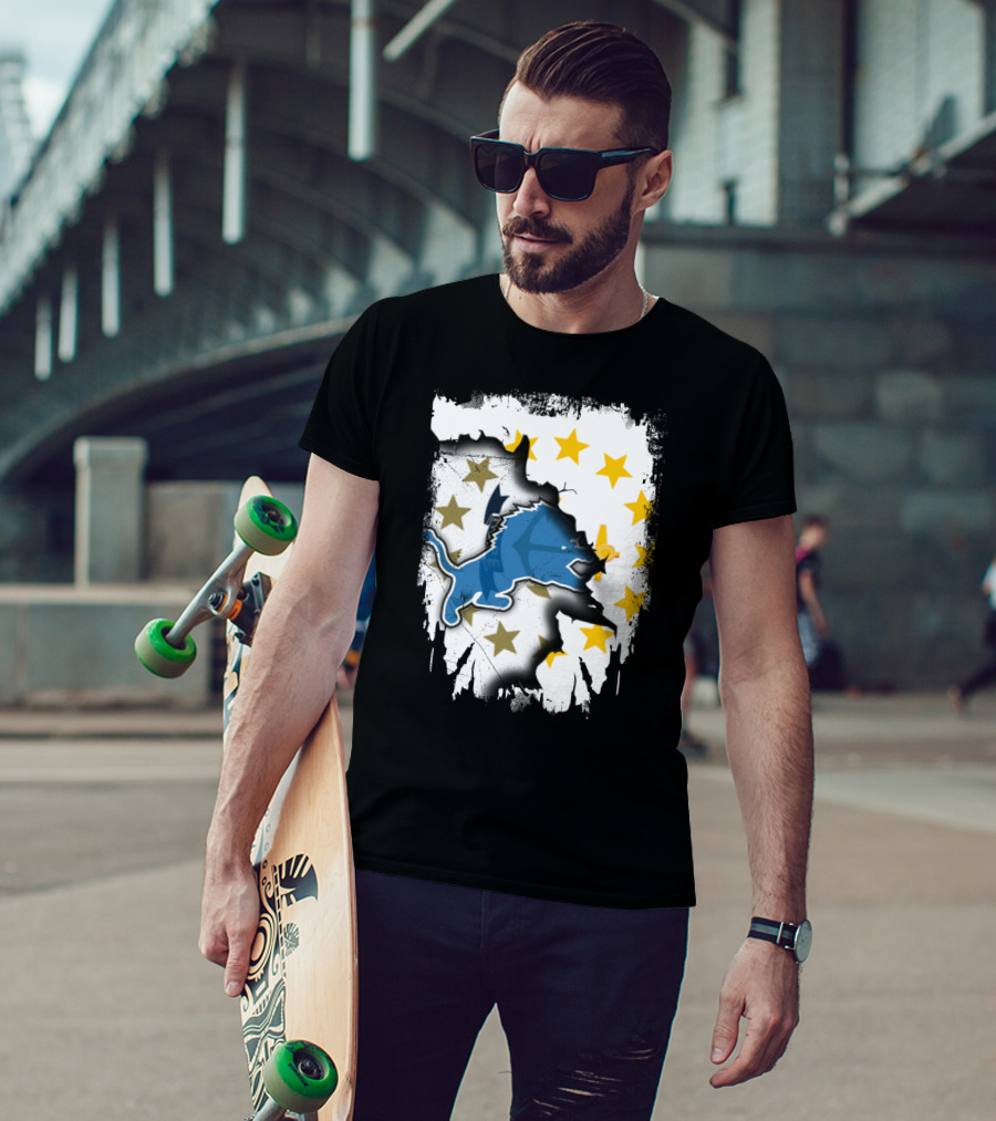 Together Rhode Island With Detroit Lions Stars T-Shirt