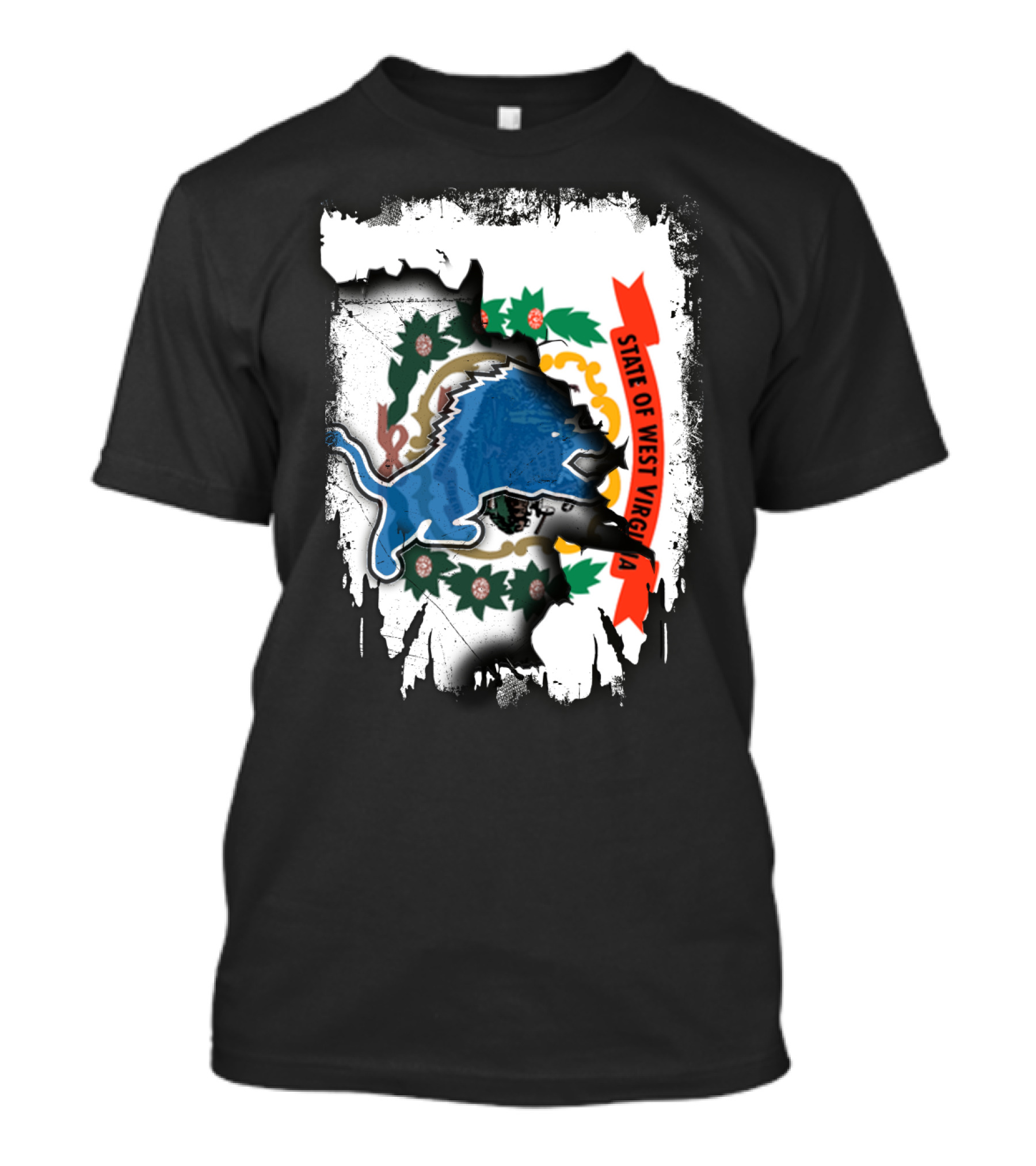 State Of West Virginia With Lions Symbol Together T-Shirt