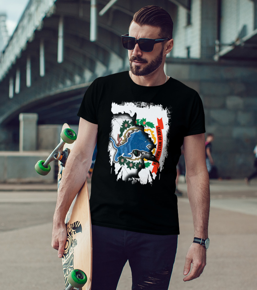State Of West Virginia With Lions Symbol Together T-Shirt