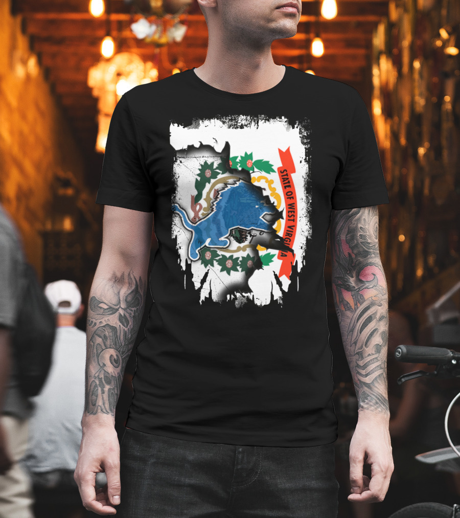 State of West Virginia With Lions Symbol Together T-Shirt