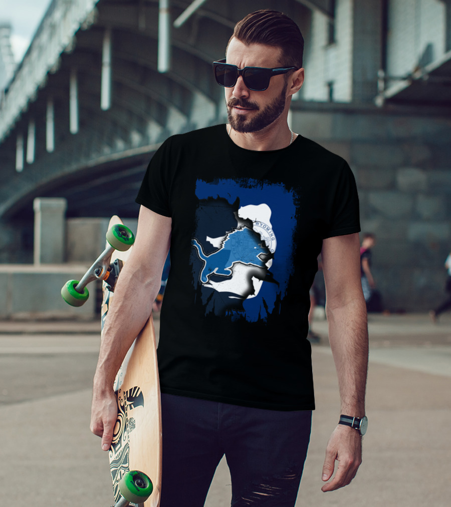 Wyoming Pride With Blue Lion Emblem T-Shirt