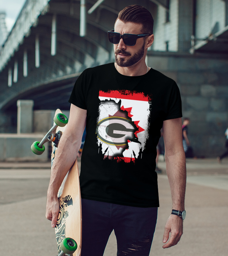 Canada Green Bay Packers Flag Fusion T-Shirt