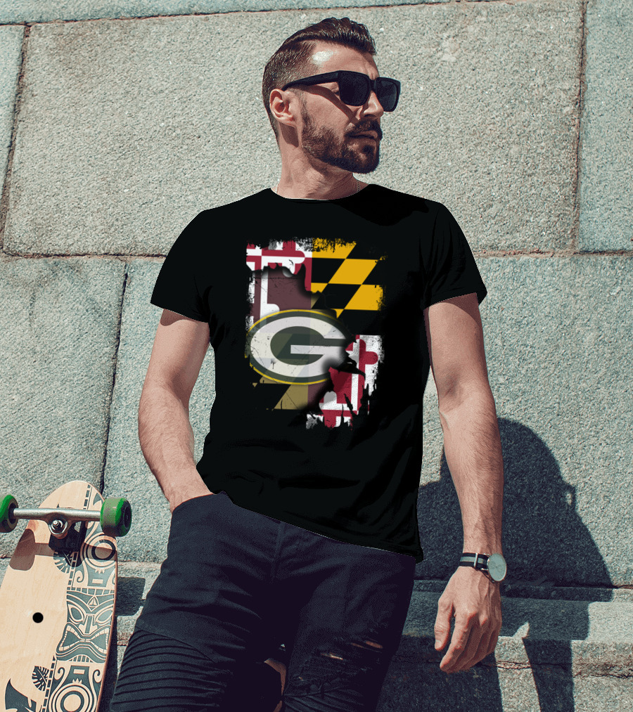 Together Maryland Flag With Green Bay Packers T-Shirt