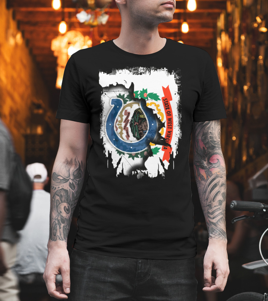 State of West Virginia with Colts Horseshoe T-Shirt