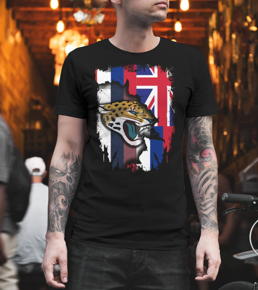 Together Hawaii Union Flag Jaguars Roaring Face T-Shirt