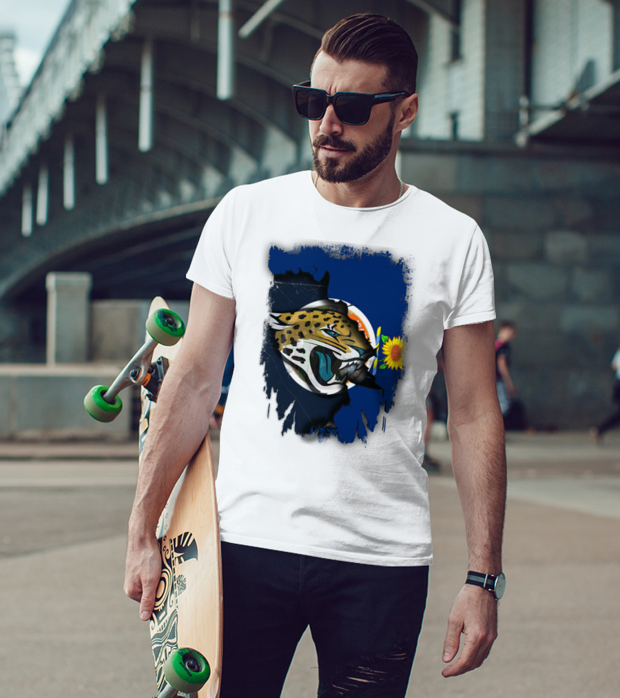 Kansas State Flag Sunflower Jaguar T-Shirt