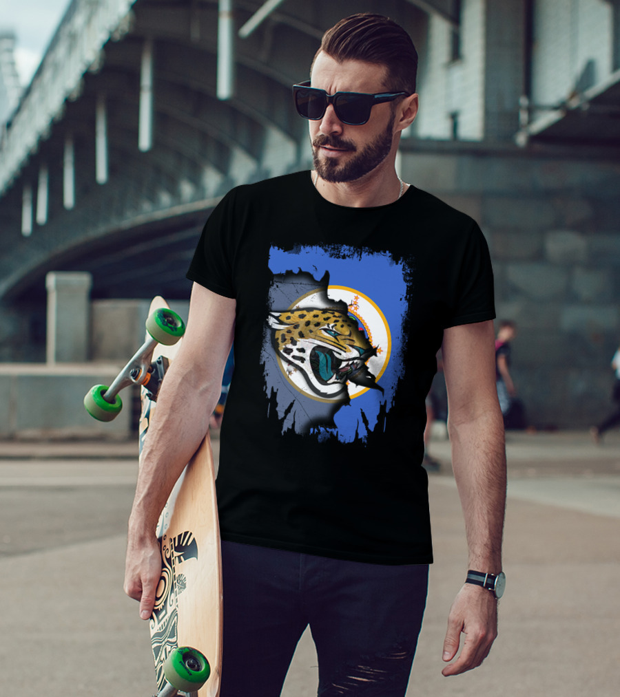 Together Minnesota With Jaguars Emblem Against Blue Background T-Shirt