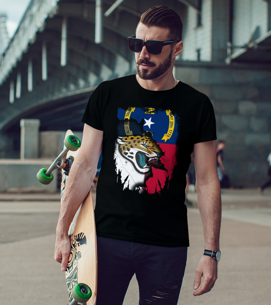 North Carolina Flag Jaguar Face Integration T-Shirt