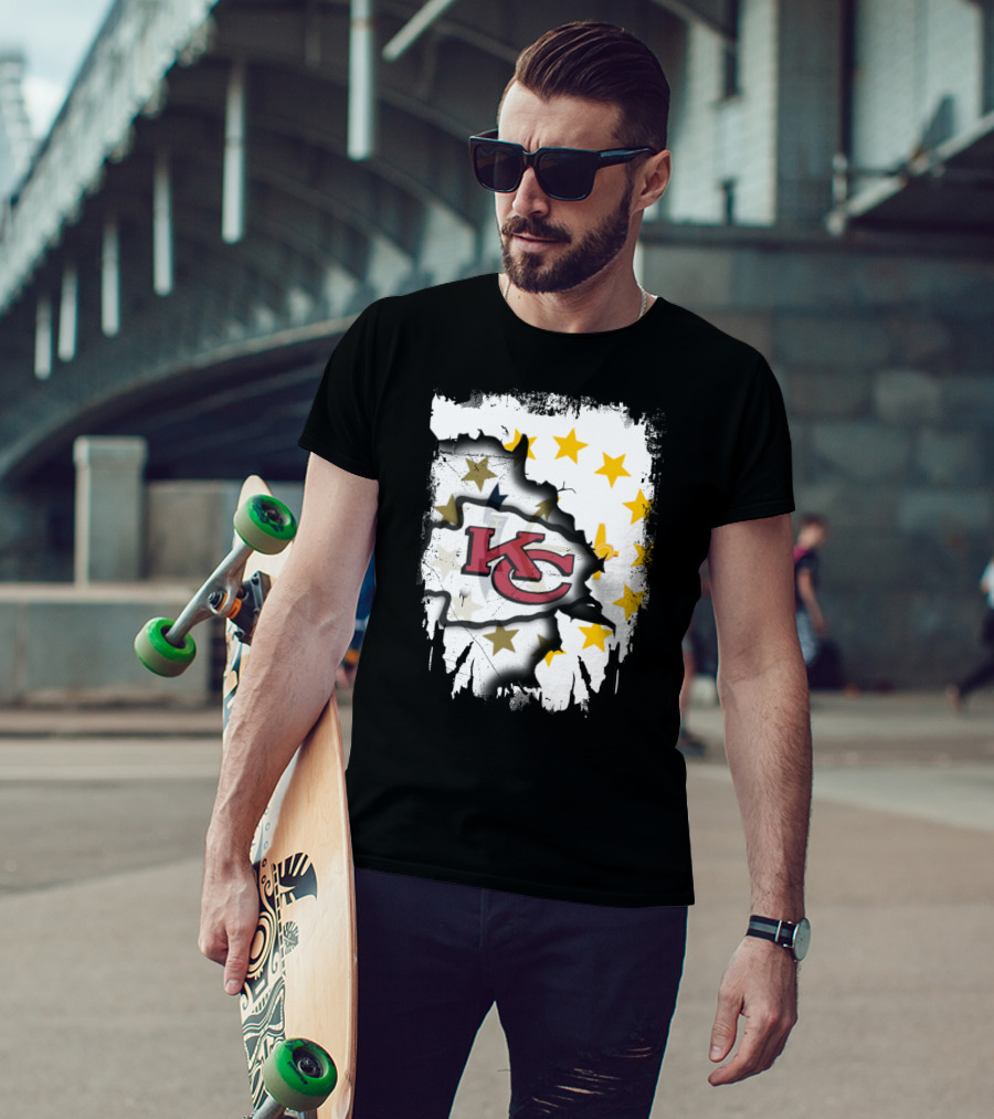 Together Rhode Island With KC Chiefs Burst Stars T-Shirt