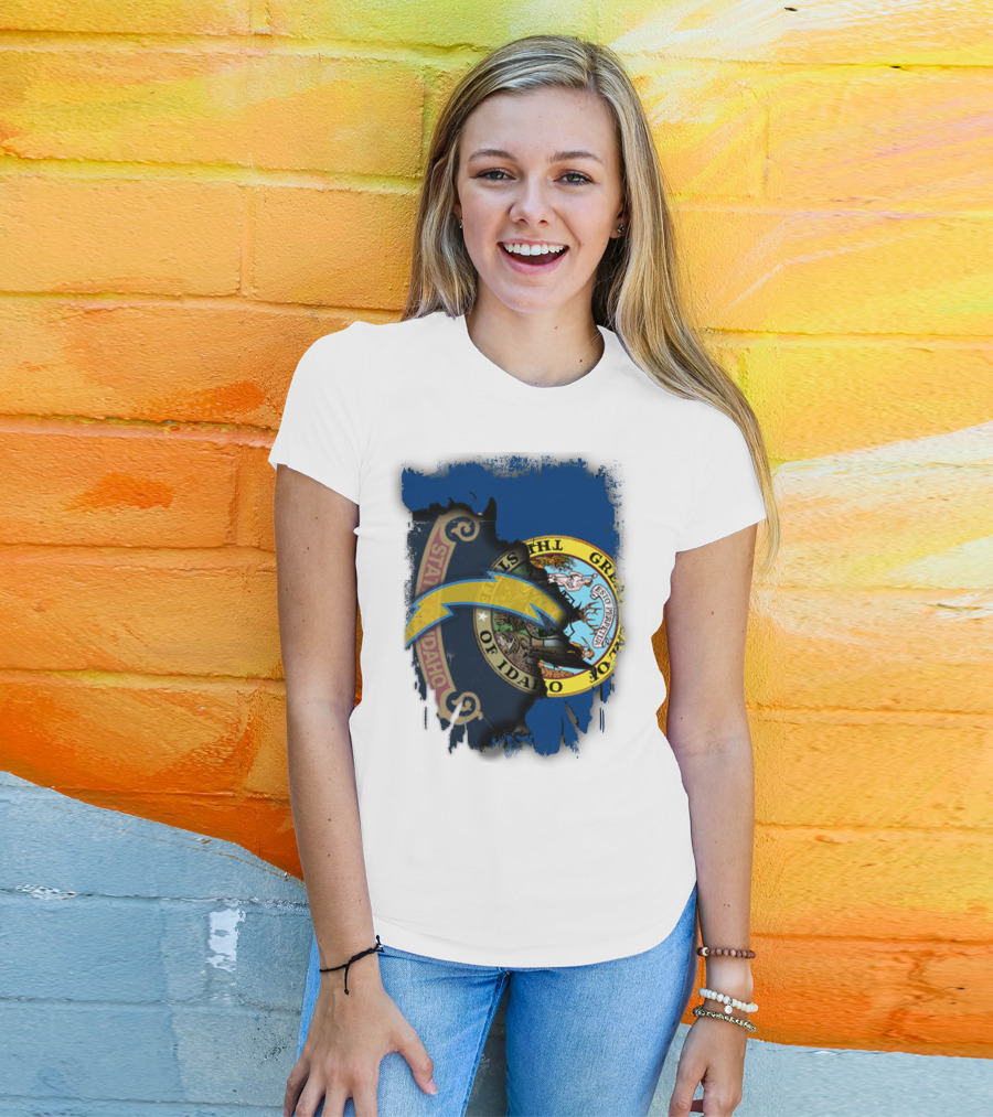 Idaho State Seal With Chargers Lightning Bolt T-Shirt