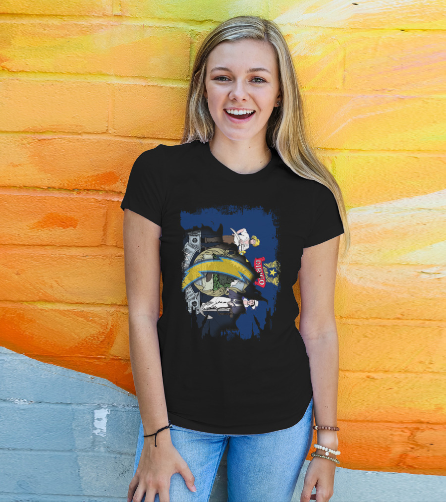 Maine Dirigo San Diego Chargers Merge Emblem T-Shirt