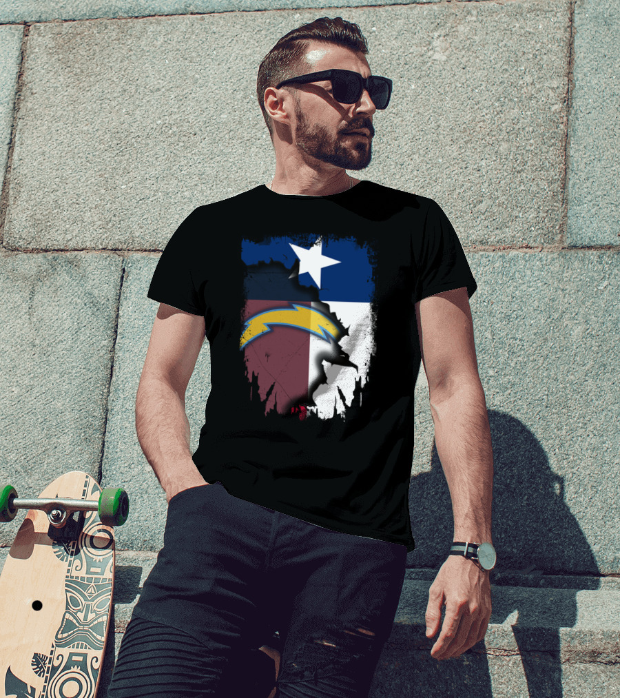 Together Texas With Chargers Lone Star Flag T-Shirt