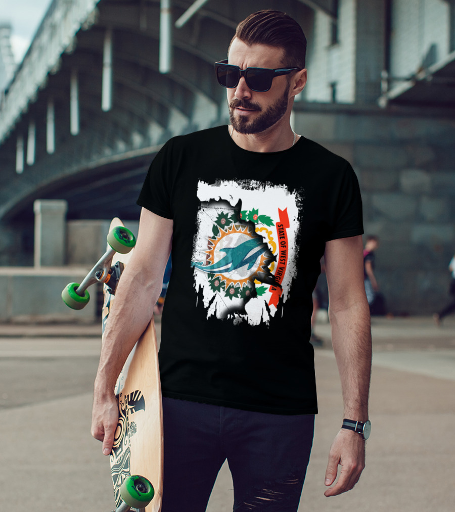 State Of West Virginia Dolphins Logo Fusion T-Shirt