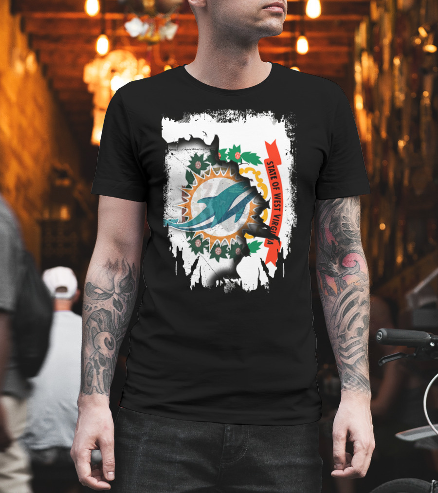 State Of West Virginia Dolphins Logo Fusion T-Shirt