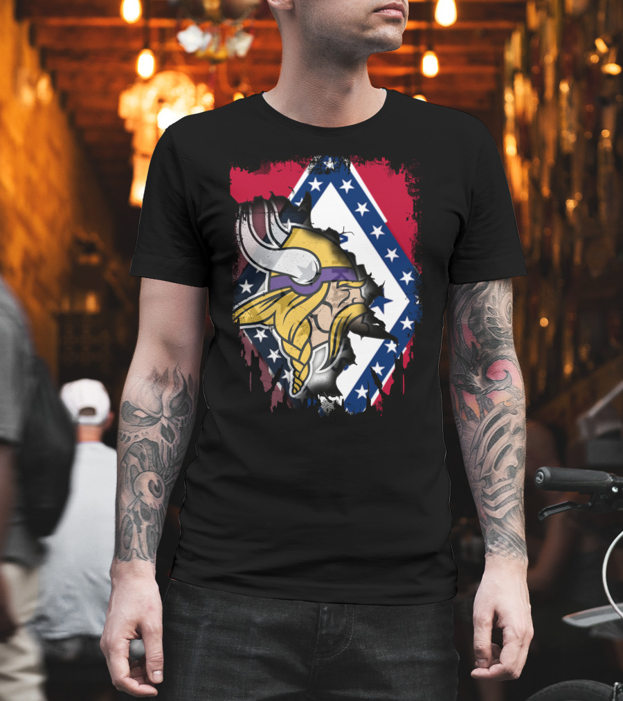 Arkansas Pride with Vikings Warrior and Flag T-Shirt