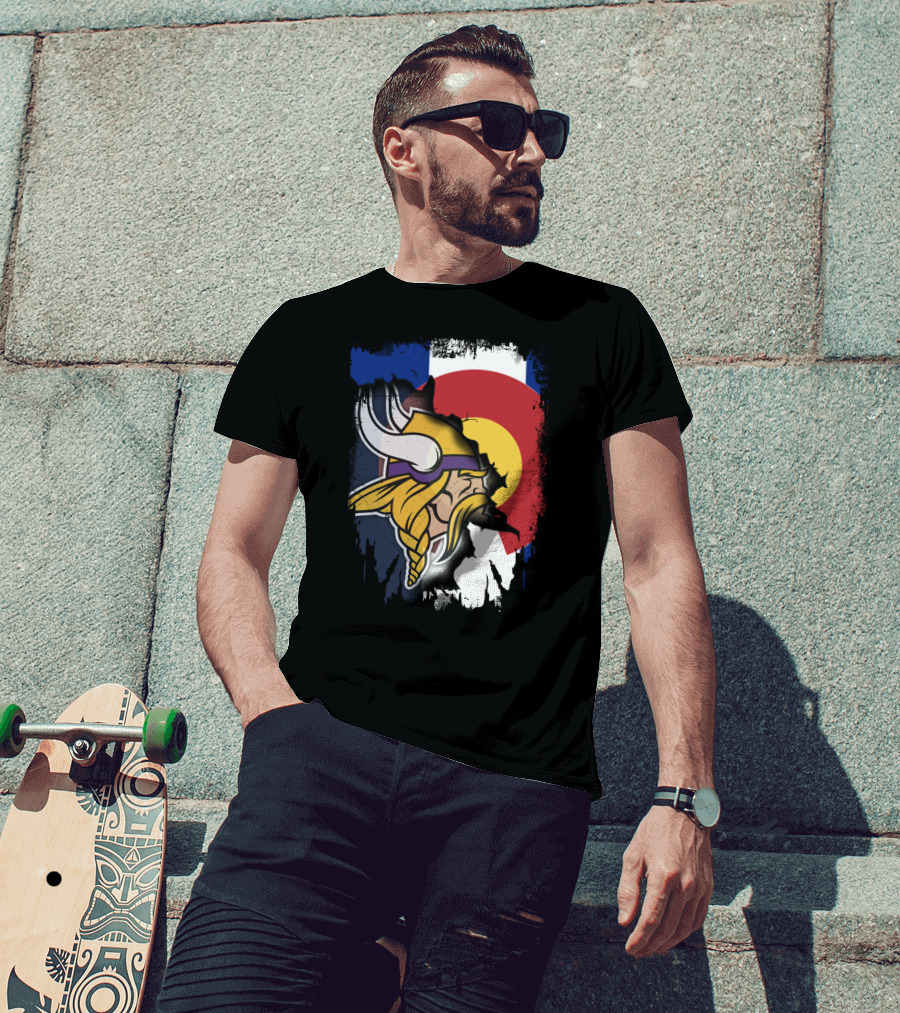 Together Colorado Vikings Emblem And Flag Fusion T-Shirt
