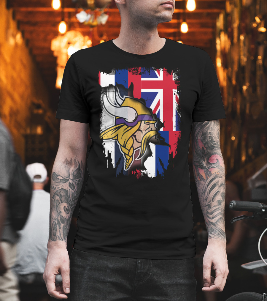 Hawaii Union Jack With Vikings Head T-Shirt
