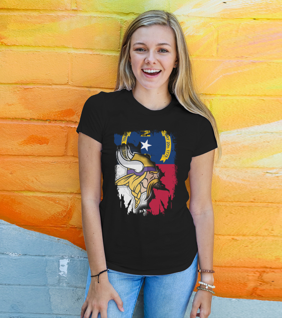 North Carolina Flag With Viking Head Logo April 12th 1776 May 20th 1775 T-Shirt