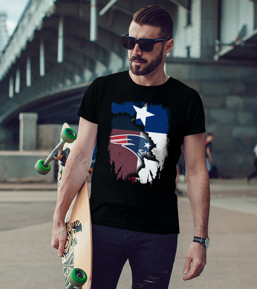Together Texas With Patriots Star Flag And Football Motif T-Shirt