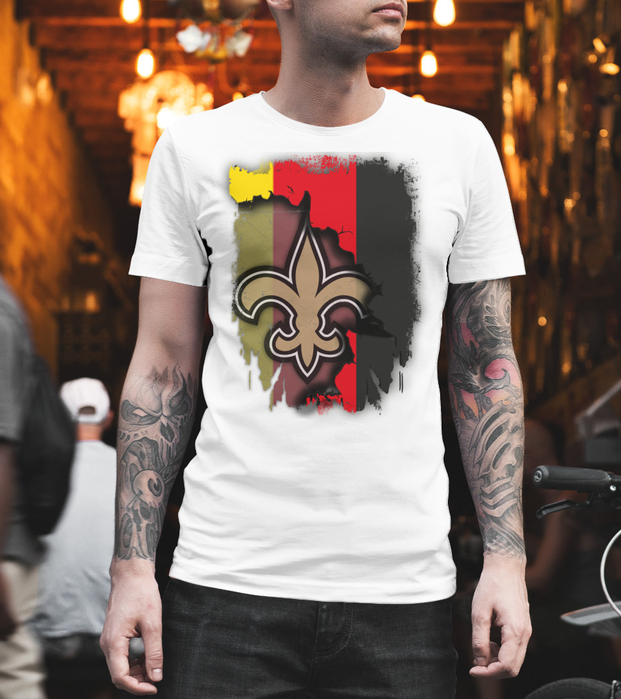 Germany Colors with Saints Fleur-de-Lis Emblem T-Shirt