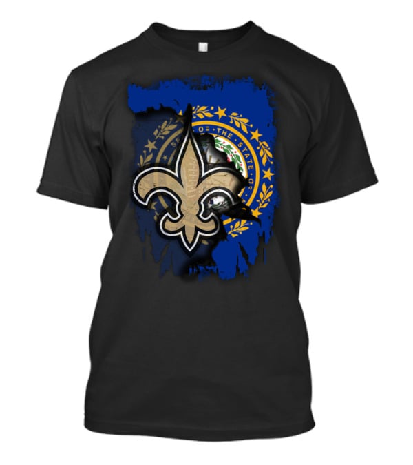 New Hampshire State Seal And Fleur-De-Lis Saints Together T-Shirt