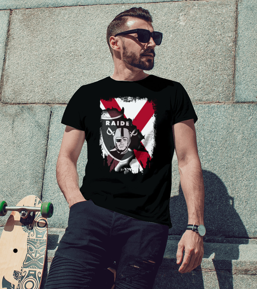 Raiders Logo With Alabama Flag Background T-Shirt