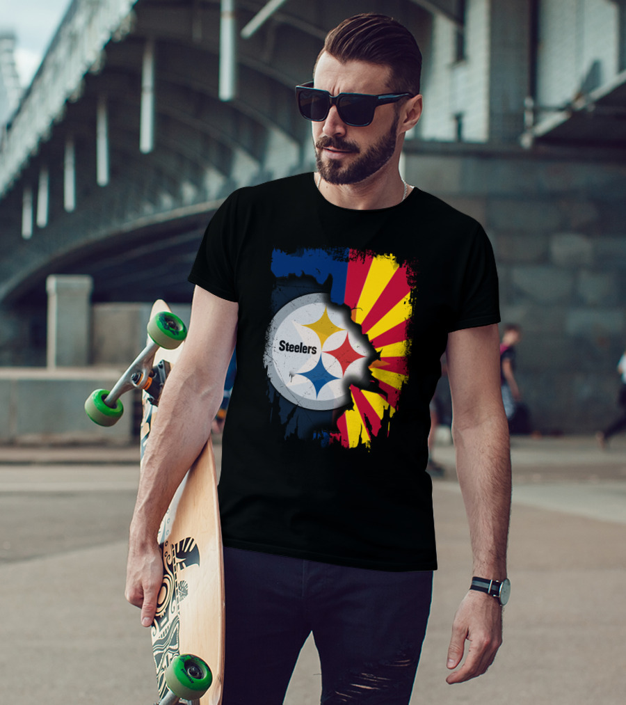 Steelers Logo With Arizona Flag Background T-Shirt