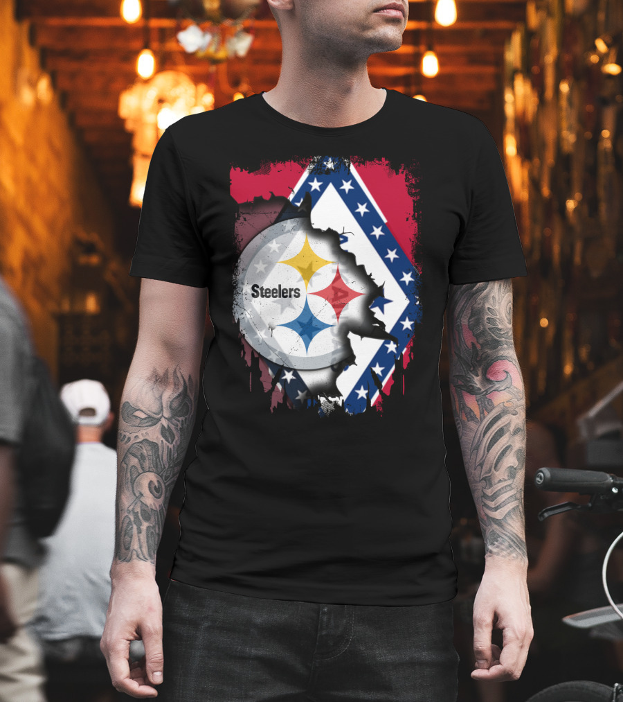 Steelers Meets Arkansas Flag Fusion T-Shirt