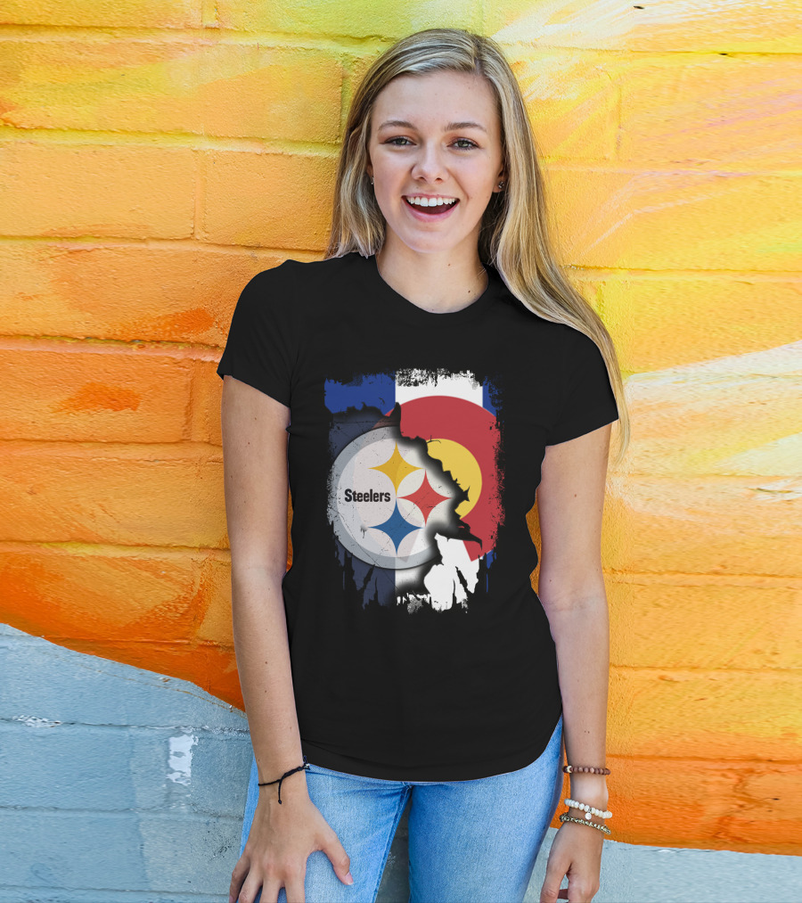 Steelers And Colorado Flag Fusion T-Shirt