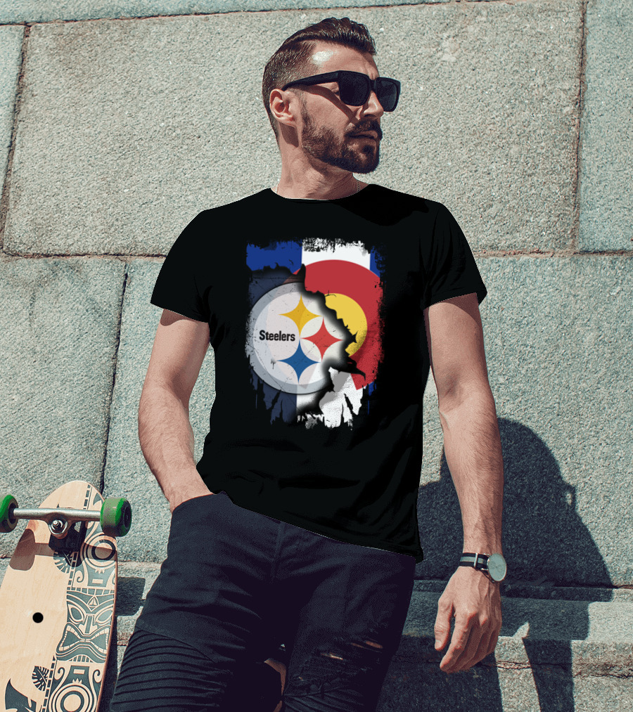 Steelers And Colorado Flag Fusion T-Shirt