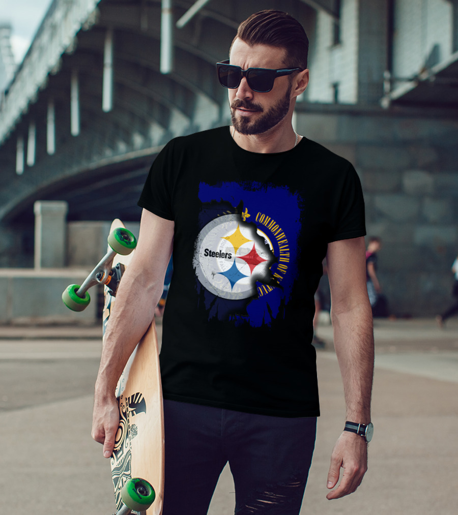 Commonwealth Of Kentucky With Steelers Football T-Shirt