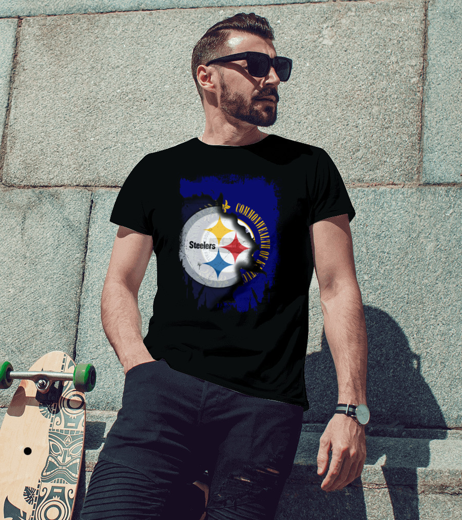 Commonwealth Of Kentucky With Steelers Football T-Shirt