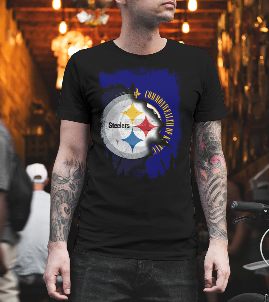 Commonwealth of Kentucky with Steelers Football T-Shirt