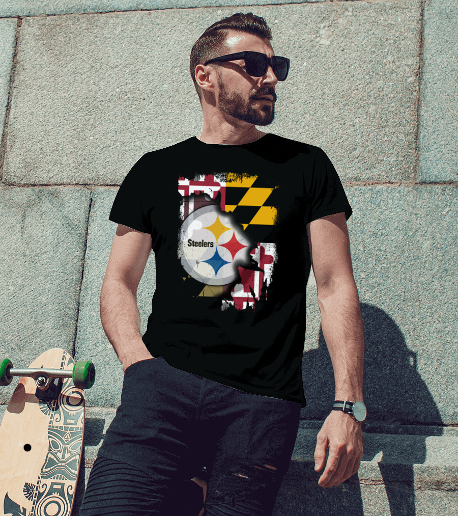 Together Maryland Flag Steelers Logo Fusion T-Shirt