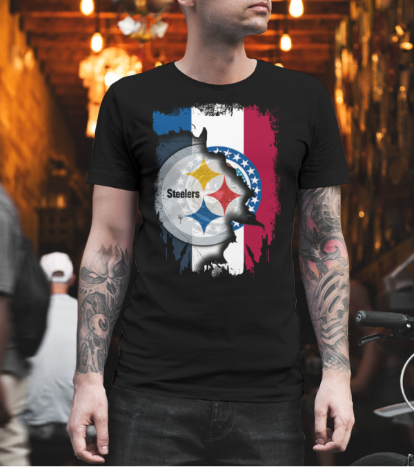 Steelers Emblem on Missouri Flag Background T-Shirt Steelers Emblem on Missouri Flag Background T-Shirt