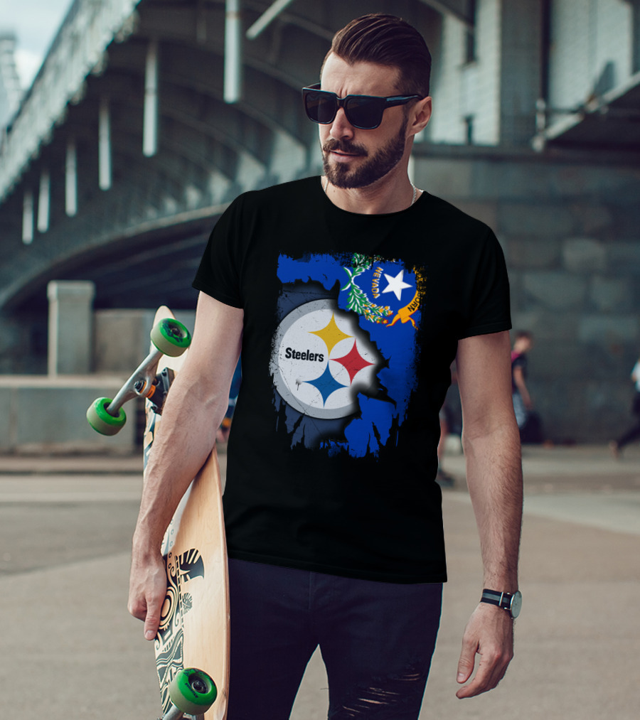 Nevada Steelers Fan Collaboration With State Flag Elements T-Shirt