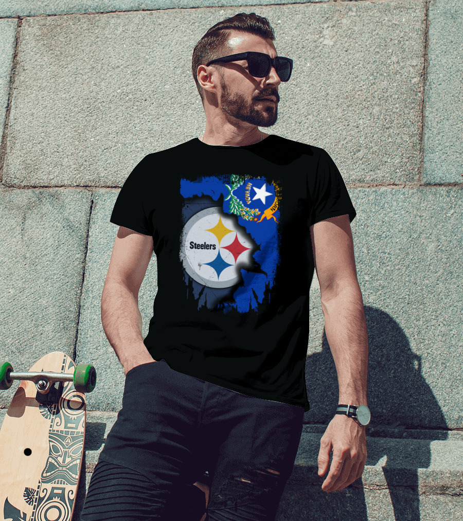 Nevada Steelers Fan Collaboration With State Flag Elements T-Shirt