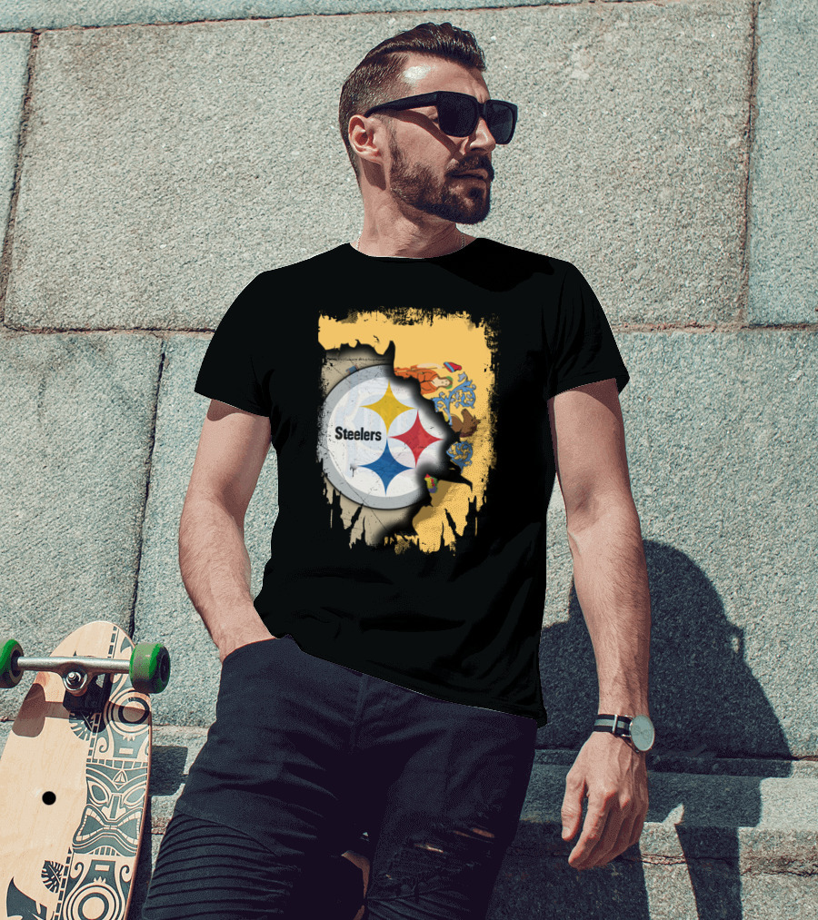 Steelers Logo Within New Jersey Map T-Shirt