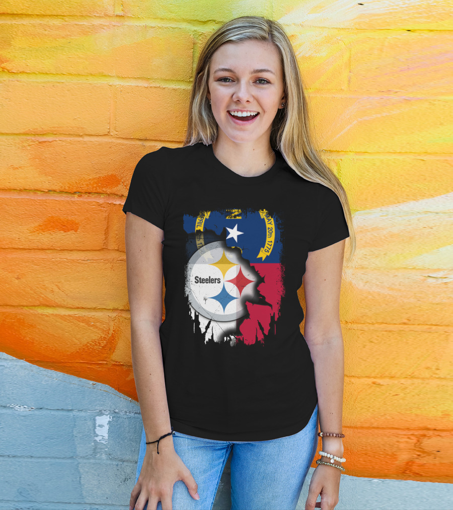 Together North Carolina With Steelers Logo Fusion T-Shirt