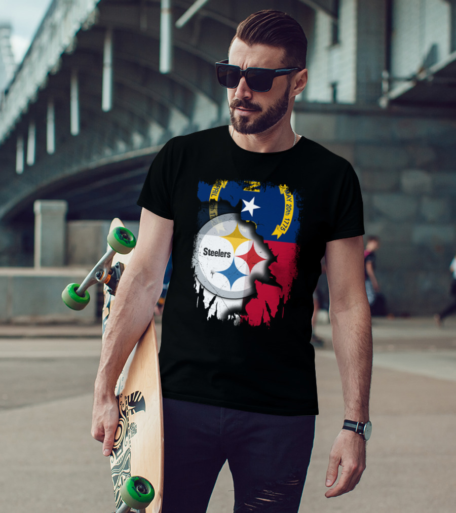 Together North Carolina With Steelers Logo Fusion T-Shirt
