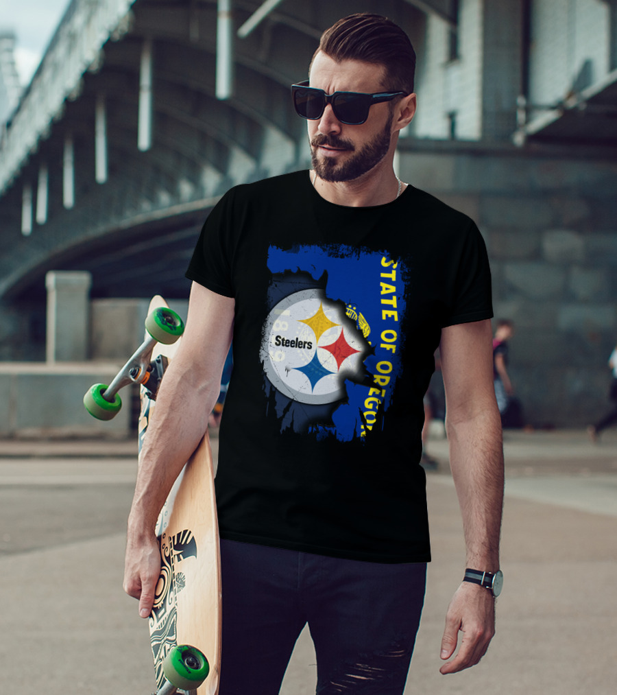 State Of Oregon 1848 Steelers Logo Fusion T-Shirt