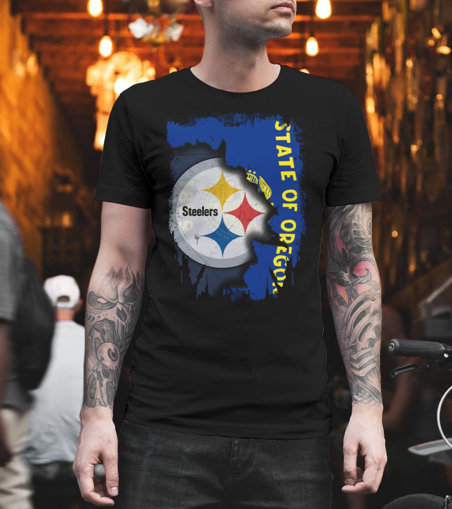 State Of Oregon 1848 Steelers Logo Fusion T-Shirt