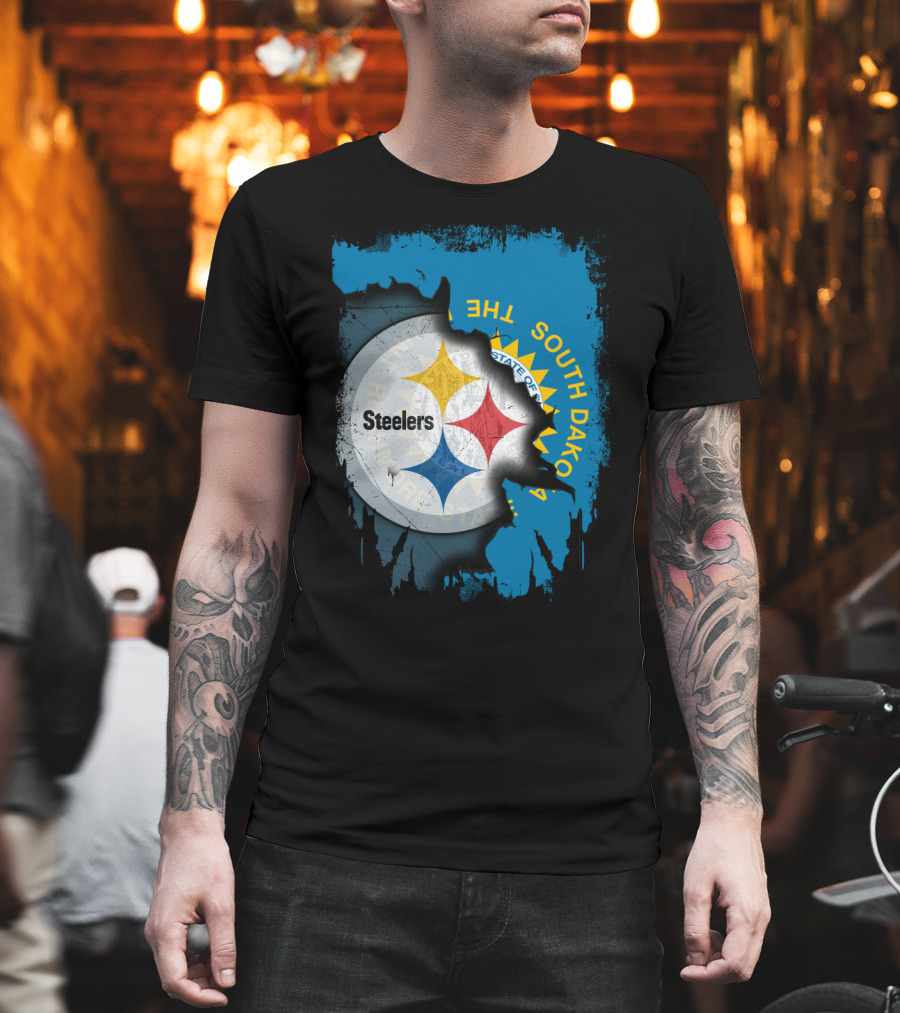 South Dakota State Flag With Steelers Logo Integration T-Shirt