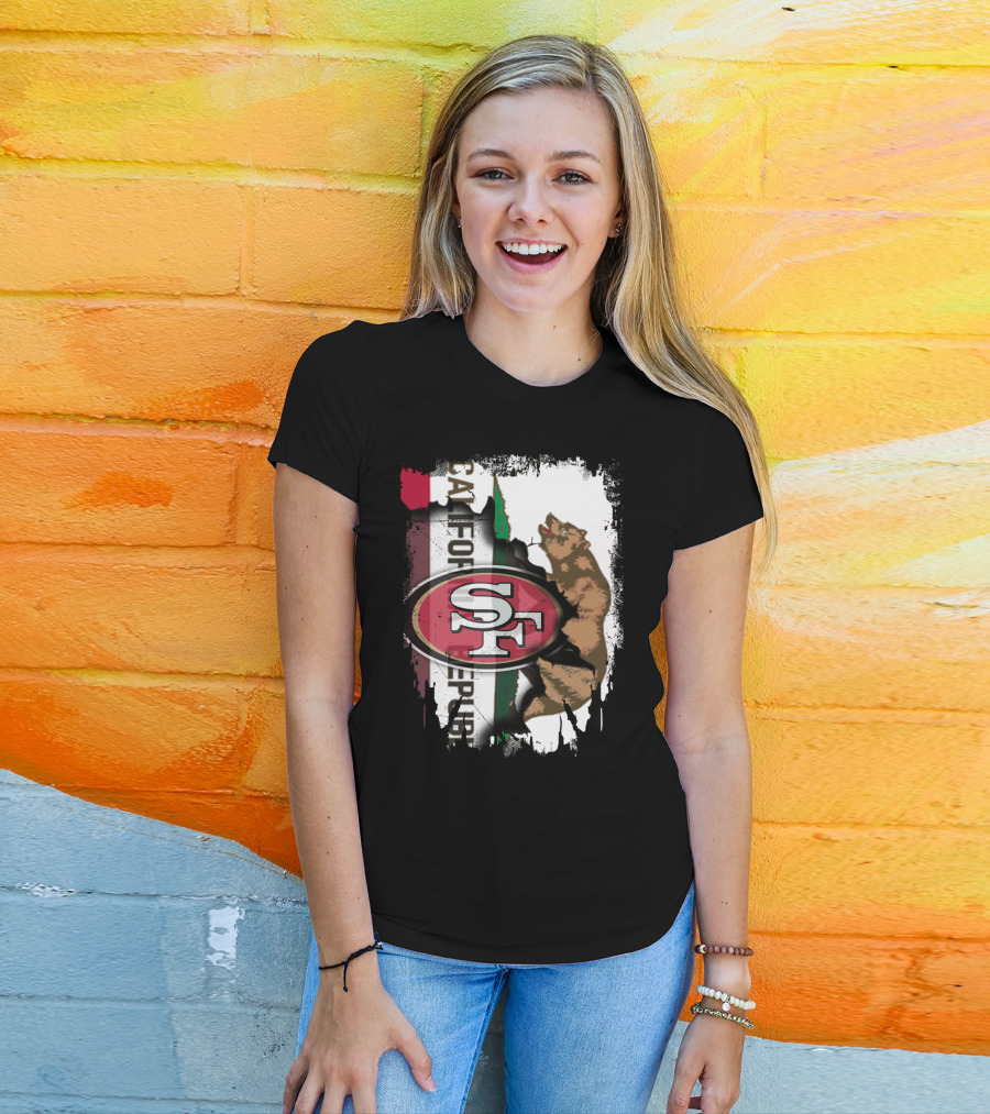 California Republic Bear With 49ers SF T-Shirt
